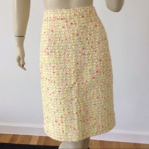 J Crew No 2 Pencil Skirt Chartreuse Pink Tweed 2